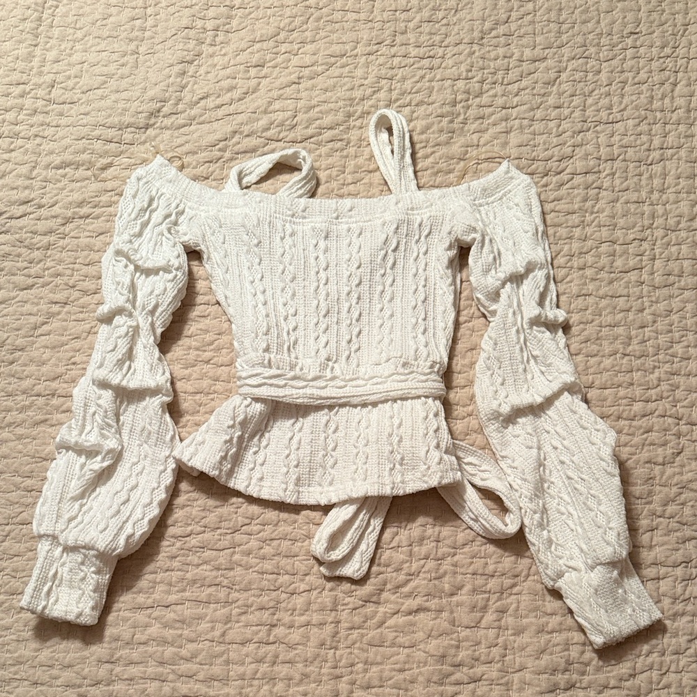 Fashion Nova Off-the-Shoulder White Sweater - Picture 3 of 3